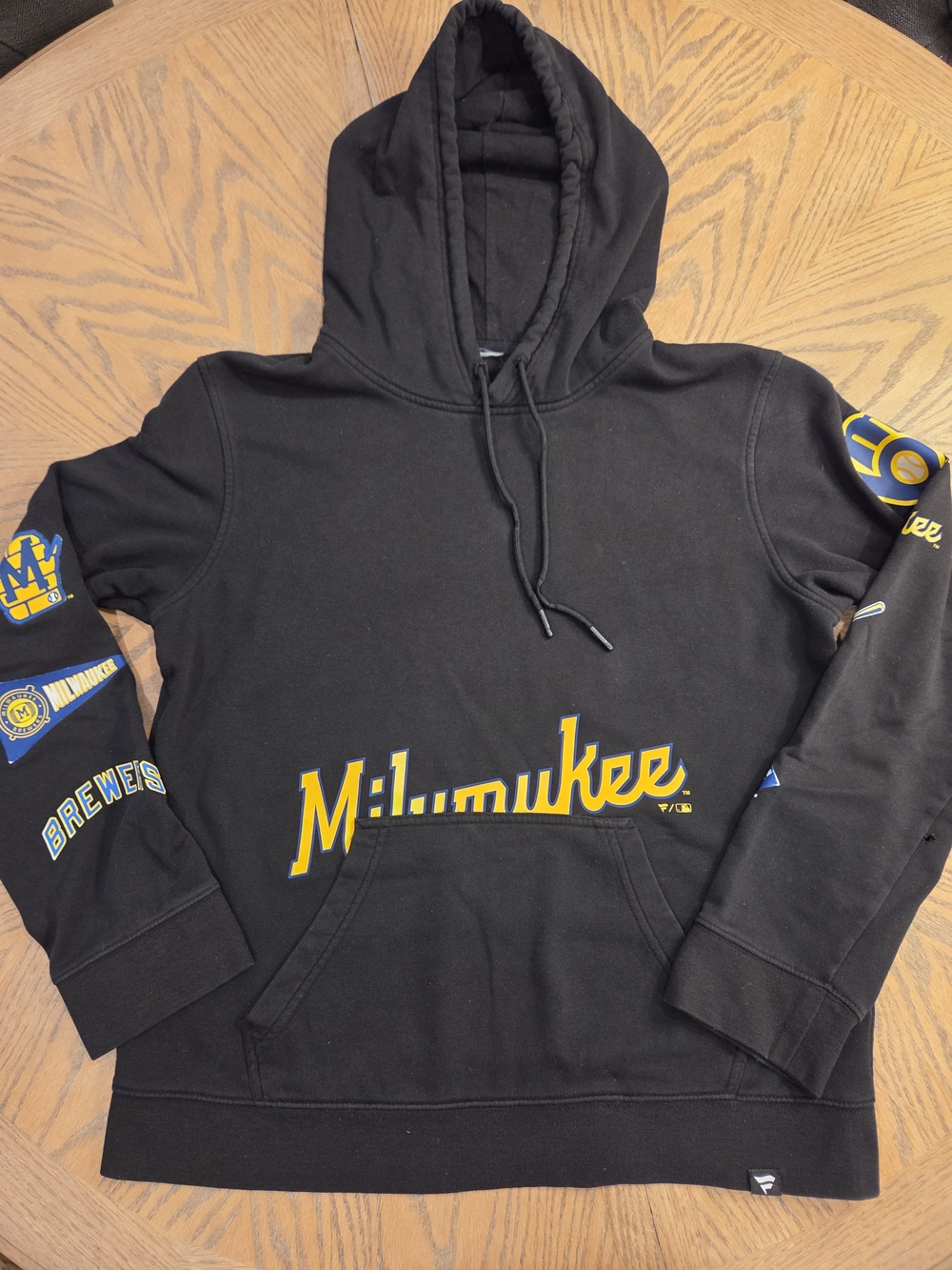Milwaukee Brewers Fanatics Multi Logo Hoodie Pullover Black Yellow Size Medium